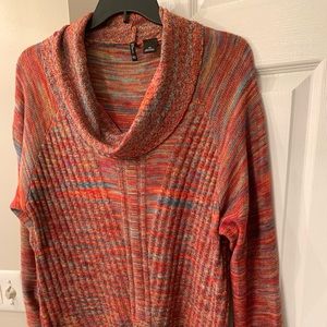 Red plus size cowl neck sweater